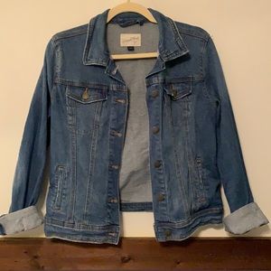 Dark Wash Lightly Distressed Denim Jacket